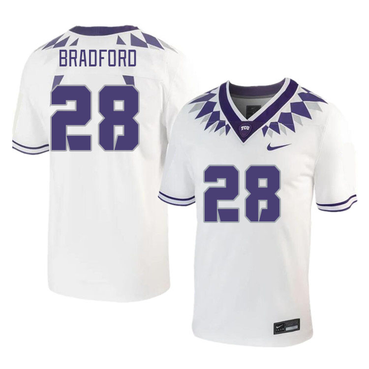 Men #28 Millard Bradford TCU Horned Frogs 2023 College Footbal Jerseys Stitched-White